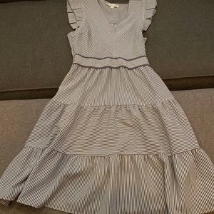 Blue and white striped dress